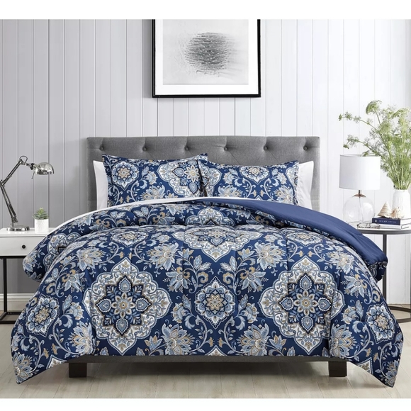 New Sunham 3pc Reversible Comforter Set sz Full/Queen - Picture 1 of 2